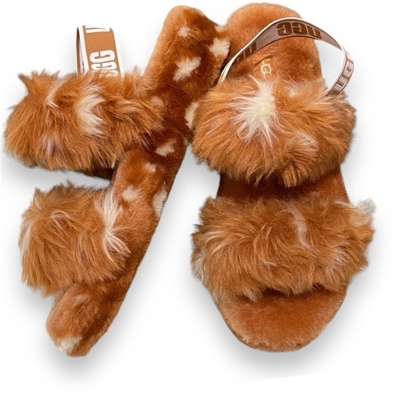 UGG Shoes - NIB UGG Women's Oh Yeah Spots Slipper 1118165 Natural Real Lamb Fur | Size 6